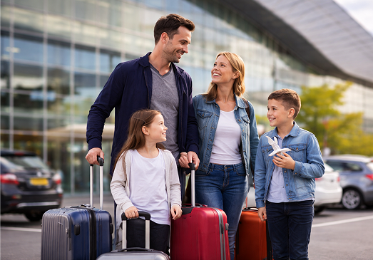 Happy Family at Airport